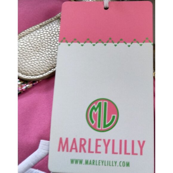 Marleylilly Confetti Weekender Bag Pink Glitter Monogram KRR Large New - Picture 7 of 8